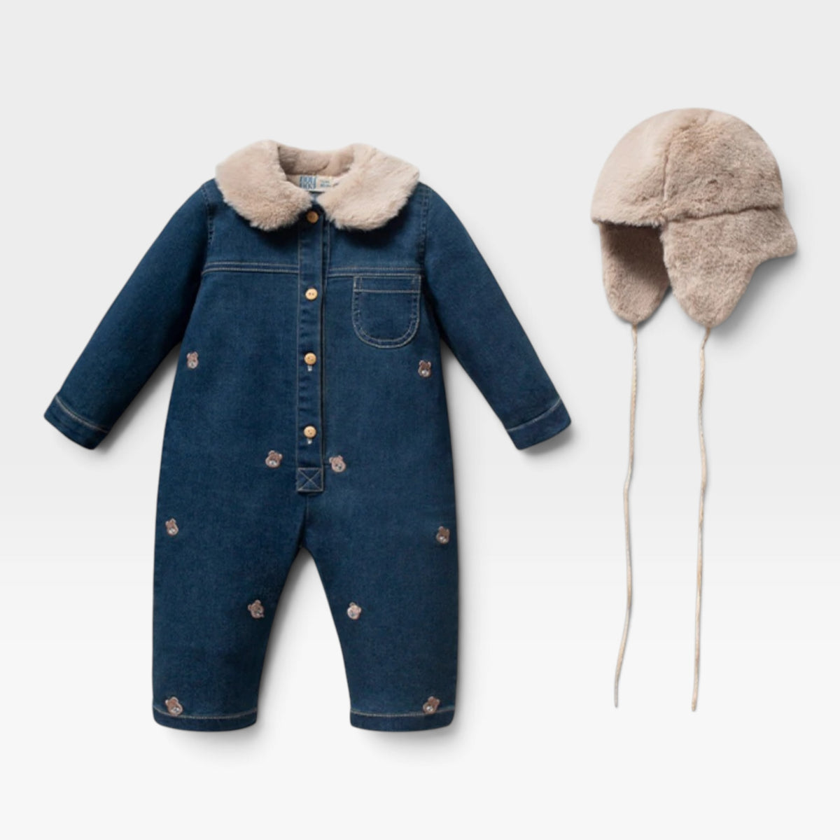 Furry Jeans Overall
