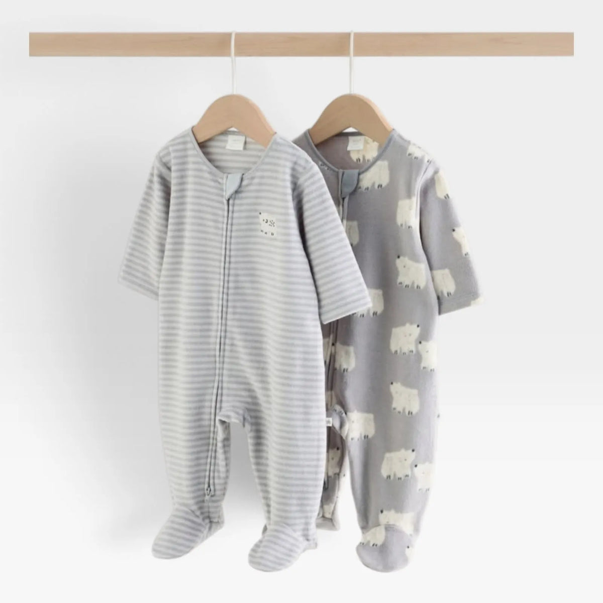 NEXT Grey Polar Bear Micro Fleece Overall - 2 pack - 1