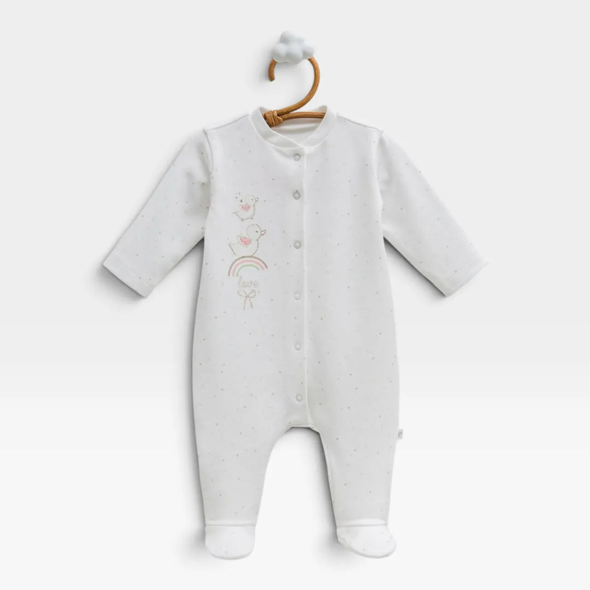 Love Time Button Overall - White - 1
