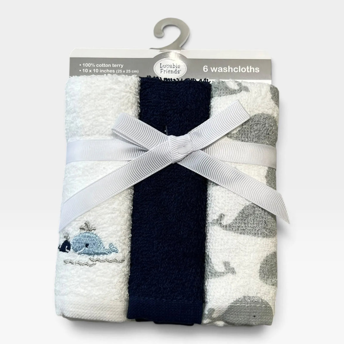 Navy Whale 6 WashCloths - 1