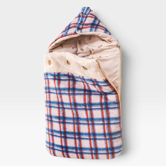 Plaid Teddy Hooded Baby Nest