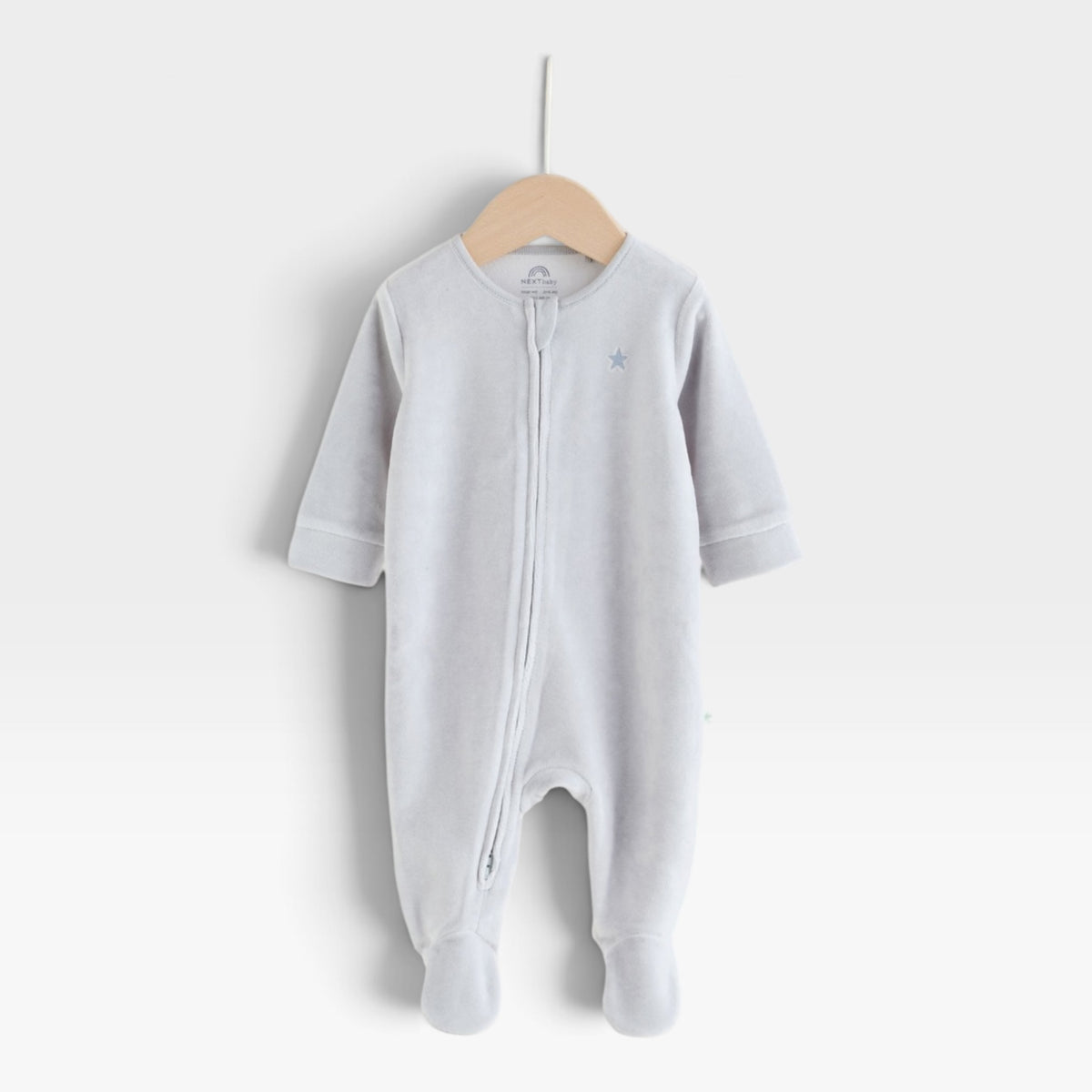 NEXT Blue Velour Baby Sleepsuits 2 Pack