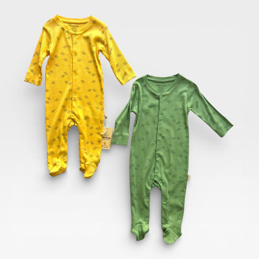 loli elephant overall set / green & yellow