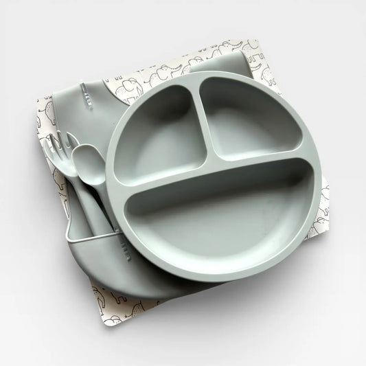 Baby Silicone 4-Piece Meal Set - Grey