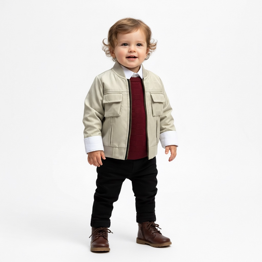 Prestige Knit Set - Bej/Bordo