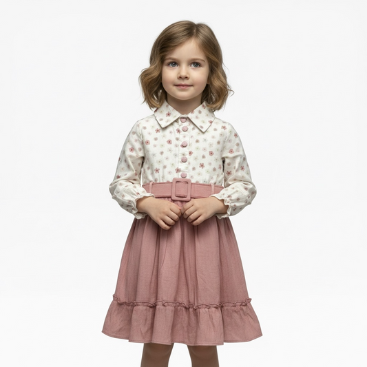 Floral Girls Dress with Belt