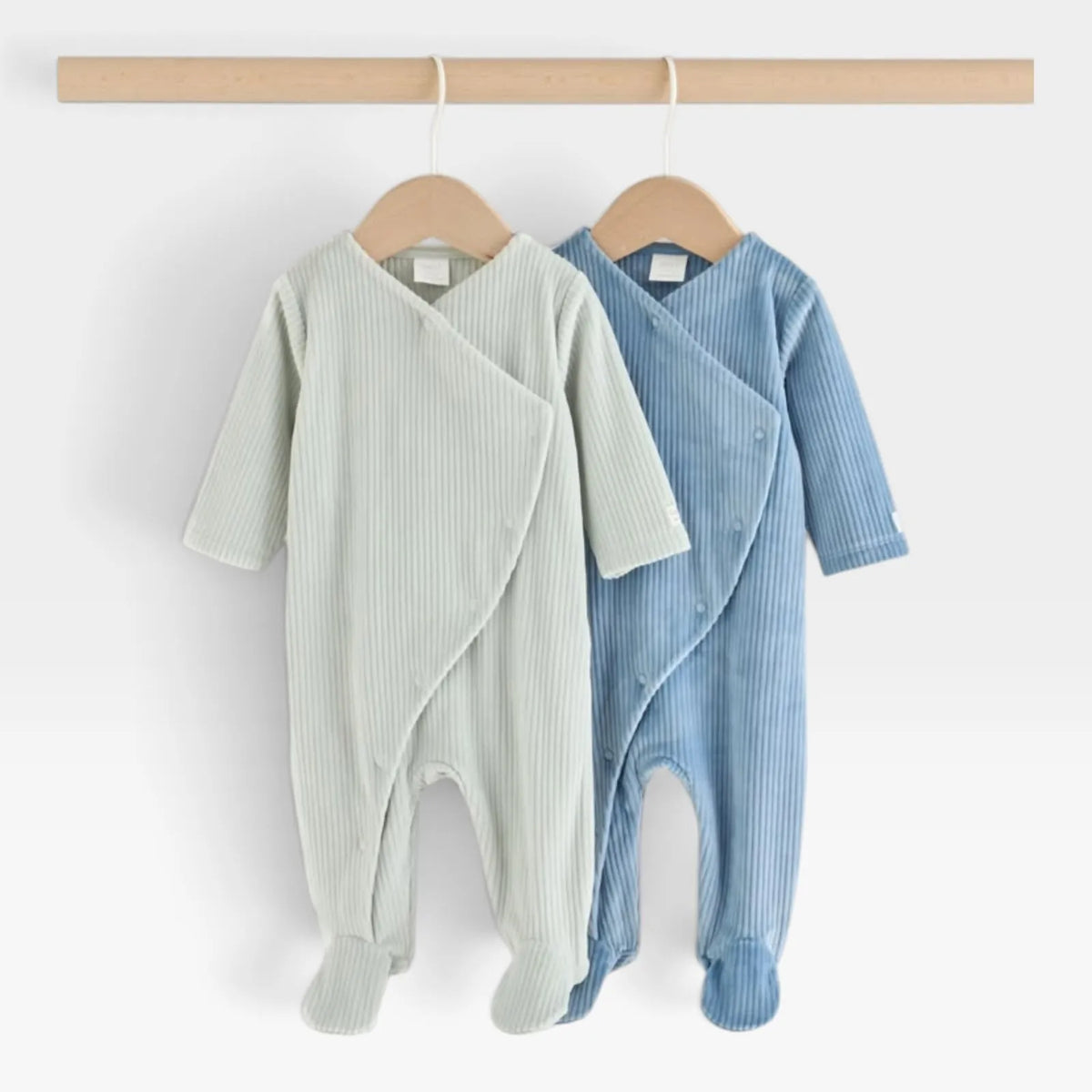 NEXT Blue Velour Baby Overalls - 2 pack - 1