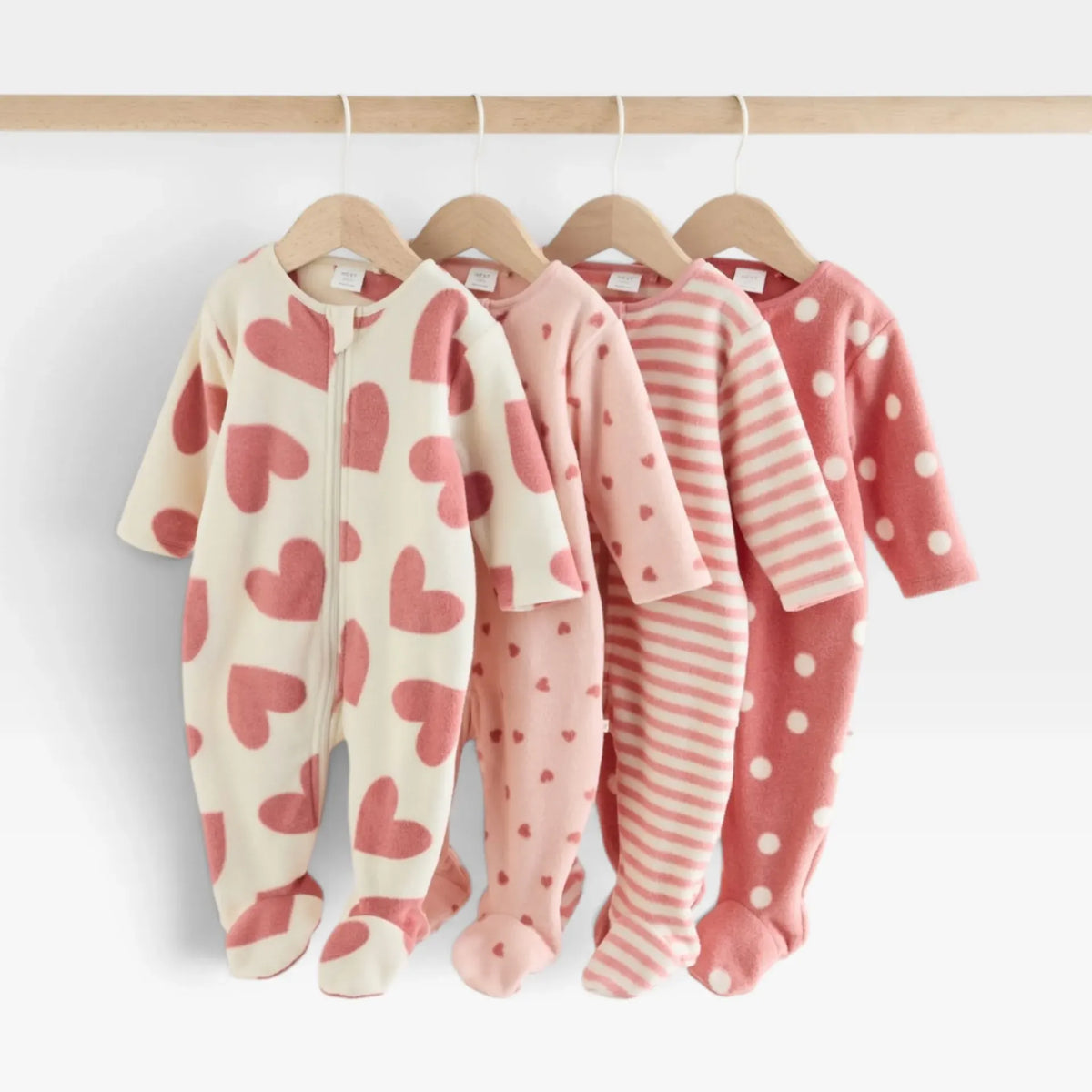 NExt Pink Heart Baby Micro Fleece Overall - 4 pieces - 1