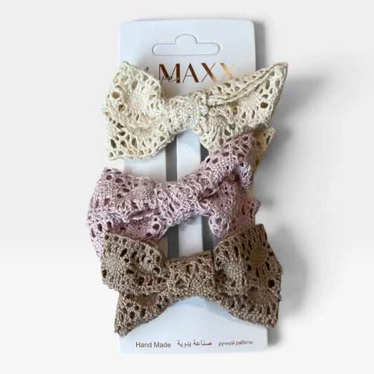 Vintage Crochet Bow Hair Clip Set - 1
