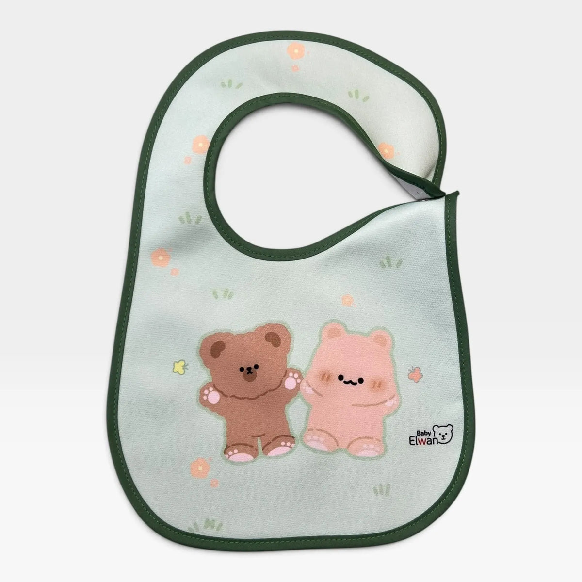Leak-Proof Baby Bib - green bear - 1
