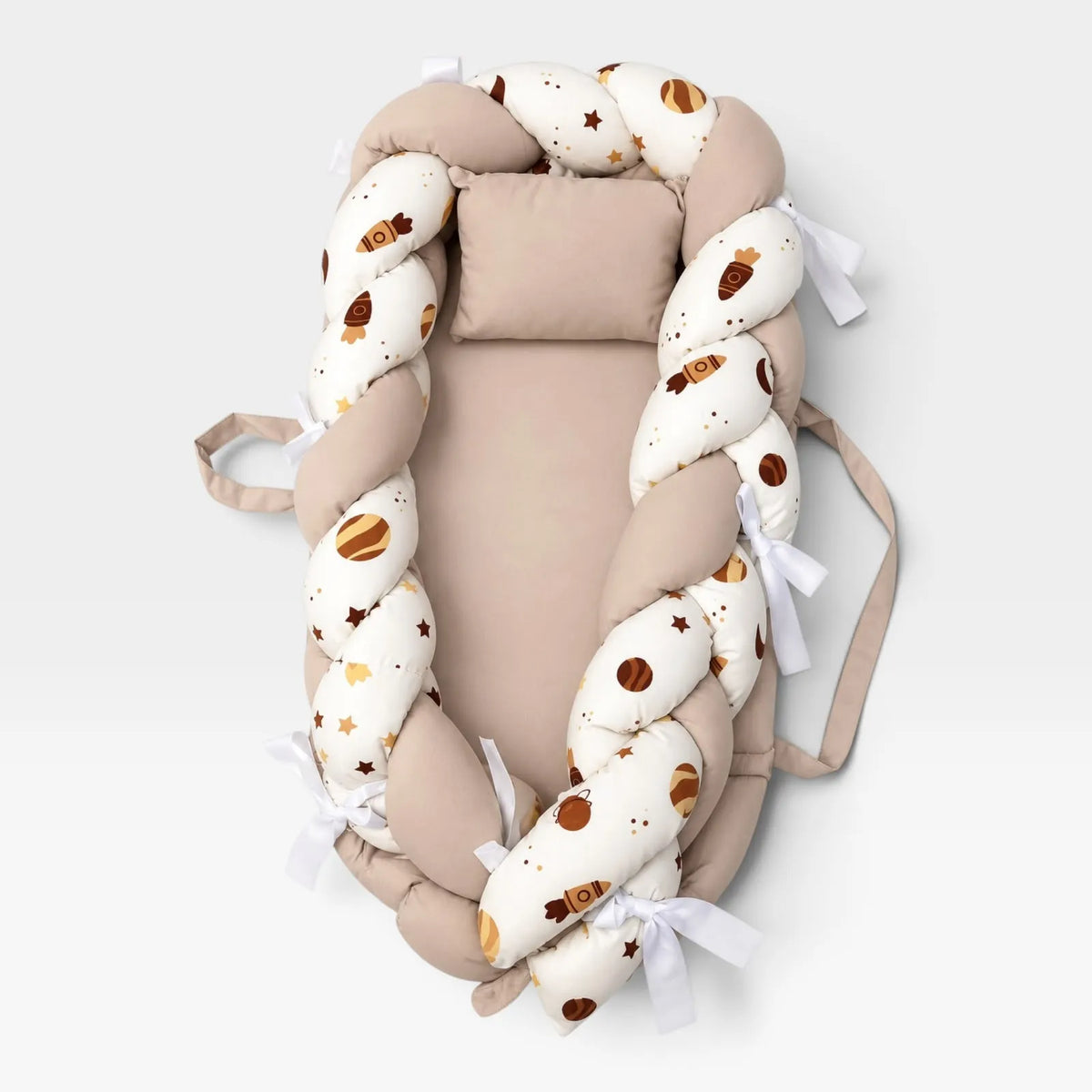 Baby Nest with Pillow - Beige Stars - 1