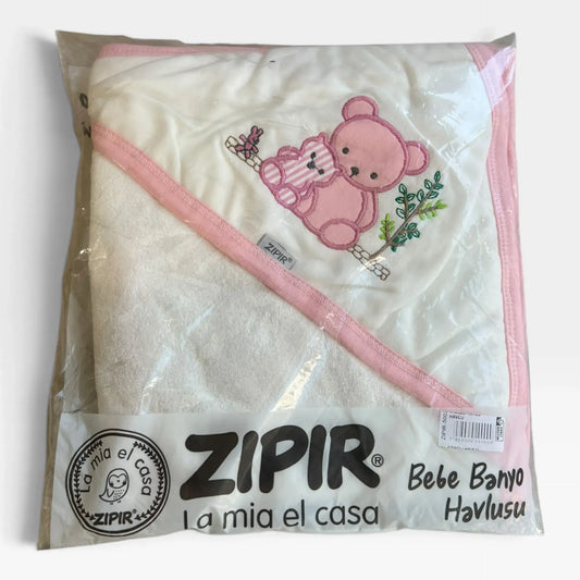 Pink Bear Hooded Towel - 1