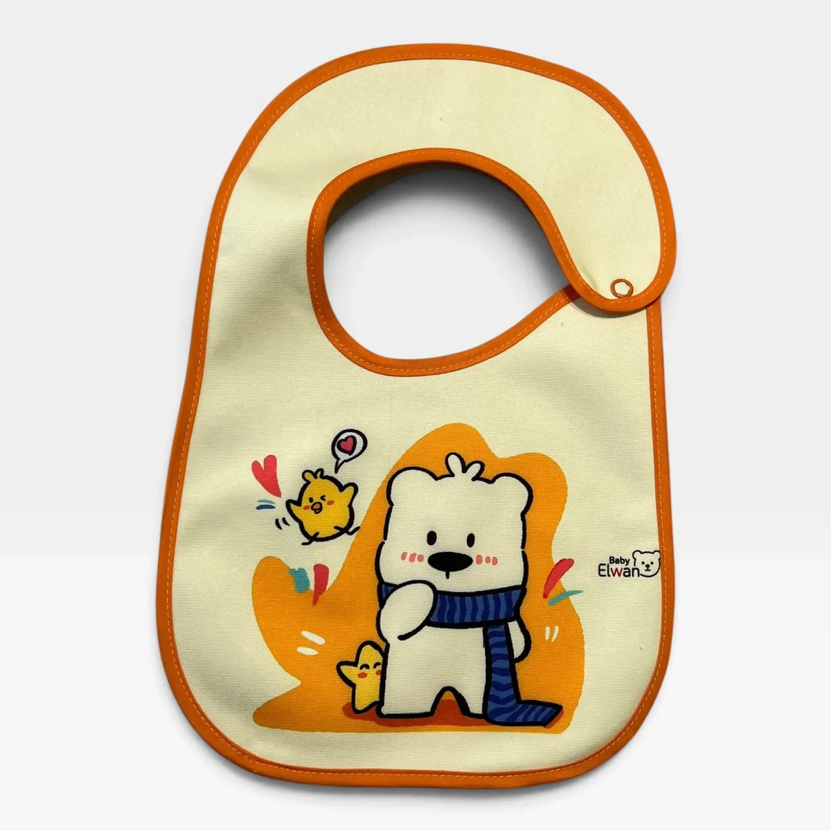 Leak-Proof Baby Bib - Orange Bear - 1
