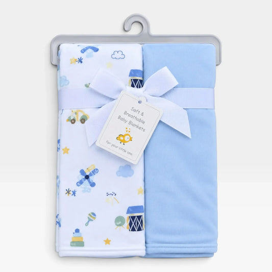 Baby Hooded Blankets-2 pieces aqua - 1