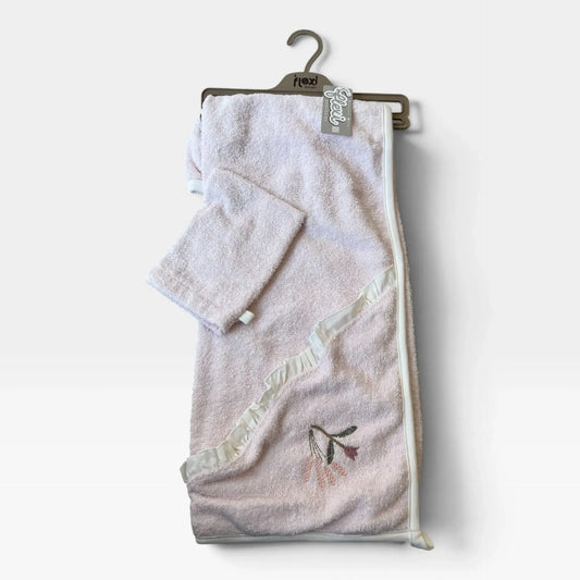 Floral Pink Hooded Towel - 1
